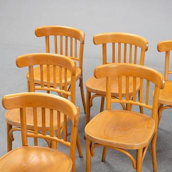 Six beech chairs, mid 20rh Century.