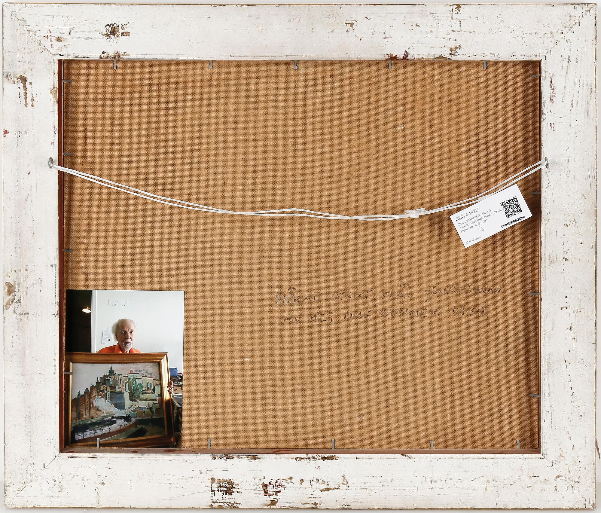 OLLE BONNIÉR, olja på pannå, "Ljus mot söder", 1938,  signerad "O.B".