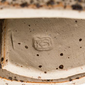 Kyllikki Salmenhaara, a 'winding' stoneware sculpture signed KS.