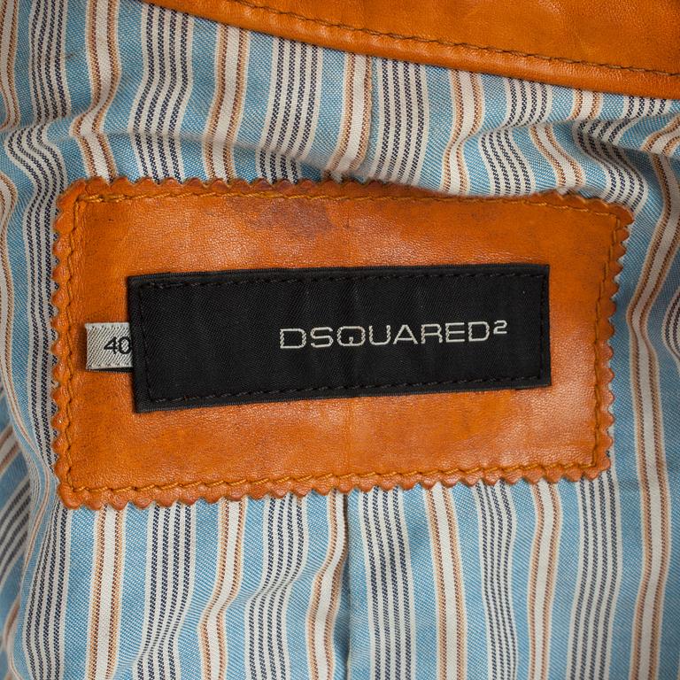 DSQUARED, a cognac coloured leather jacket.