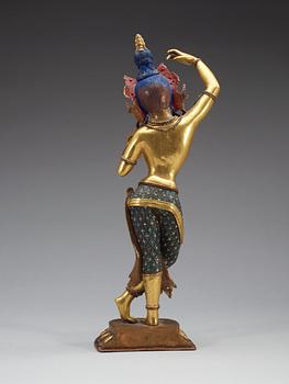 A gilded and silver plated bronze figure of standing Tara, Nepal, presumably early 20th Century.