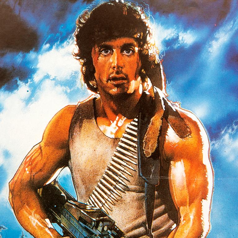 Film poster Sylvester Stallone "Rambo First Blood" 1982 Uddeholms offset.