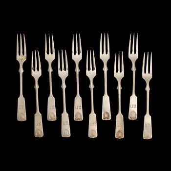 DIVERSE BESTICK, 33 st, silver, "Mussla", finska stämplar 1920-50-tal. Tot. vikt 397 g.