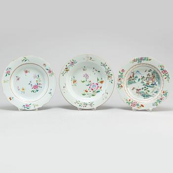Nine famille rose dishes, Qing dynasty, Qianlong (1736-95).