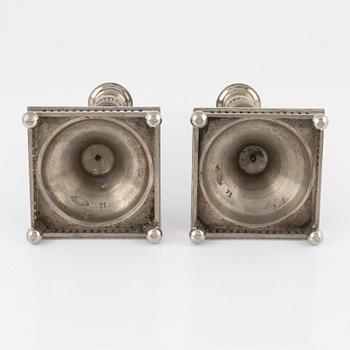 Carl Keijser & Co, a pair of Gustavian style candlesticks, first half of the 20th Century.