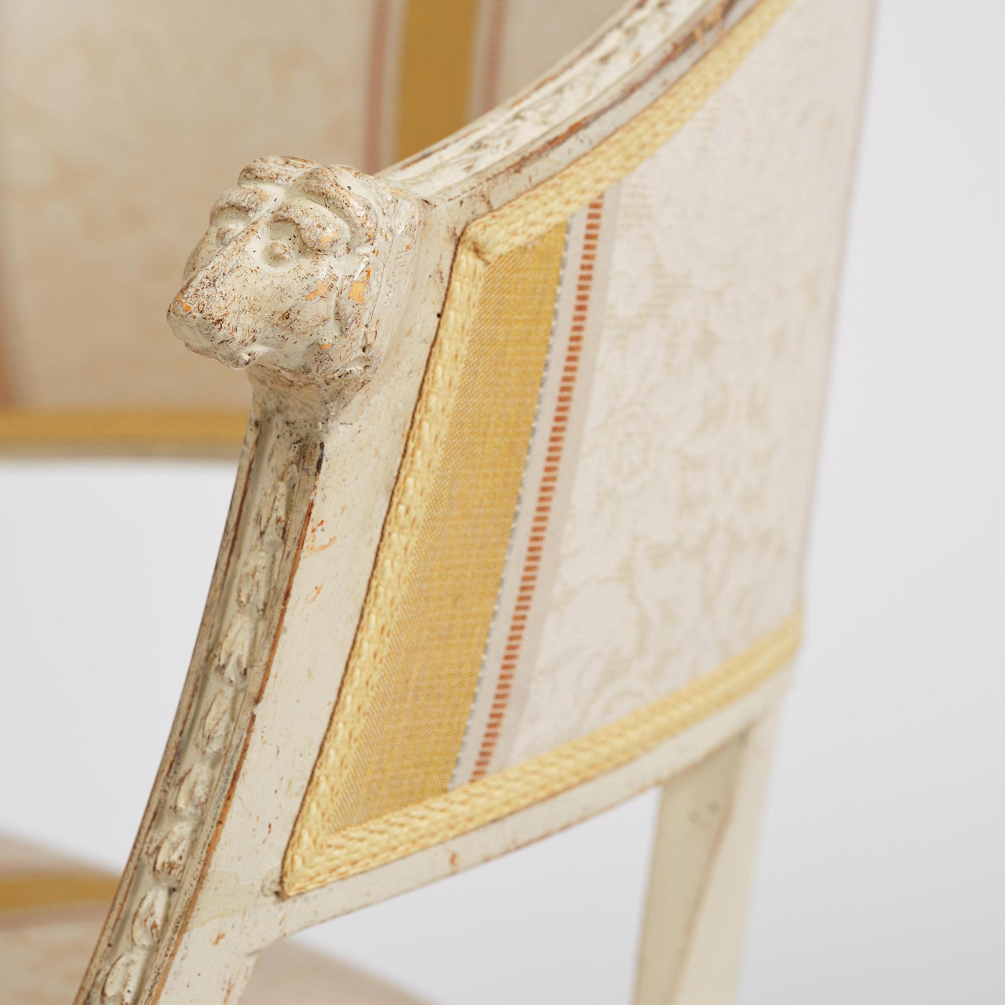 A matched pair of late Gustavian armchairs.