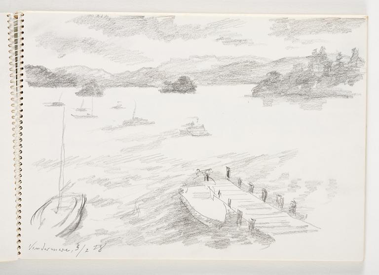 Lotte Laserstein, 3 skissblock med teckningar.