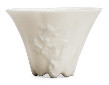 851. A blanc de chine libation cup, Qing dynsaty, Kangxi.