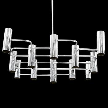 GAETANO SCIOLARI, a 13-light chrome chandelier, probably Boulanger SA.