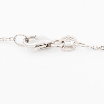Pendant with chain in 18K white gold set with a faceted aquamarine and round brilliant-cut diamonds.