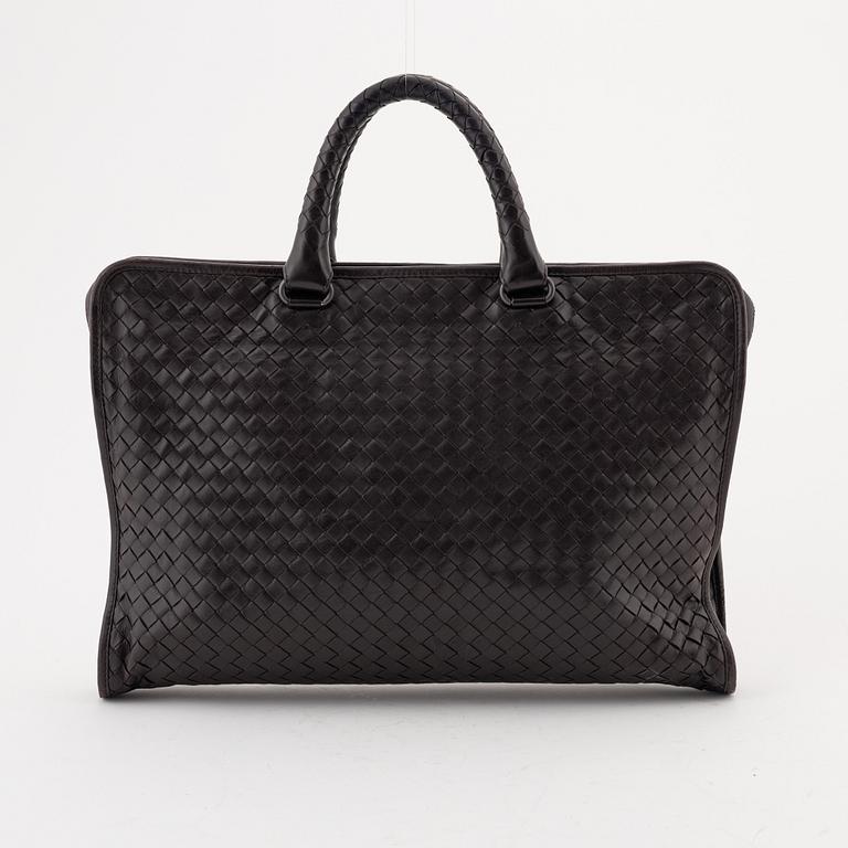 Bottega Veneta, a brown intrecciato leather briefcase.
