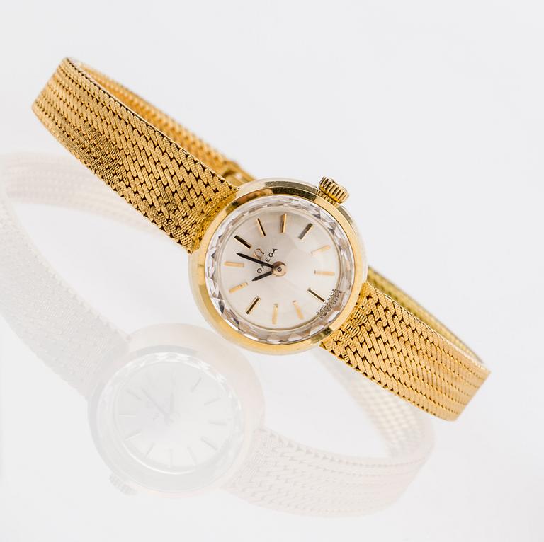 DAMARMBANDSUR, 18 k guld. Omega. Vikt ca 23 g.