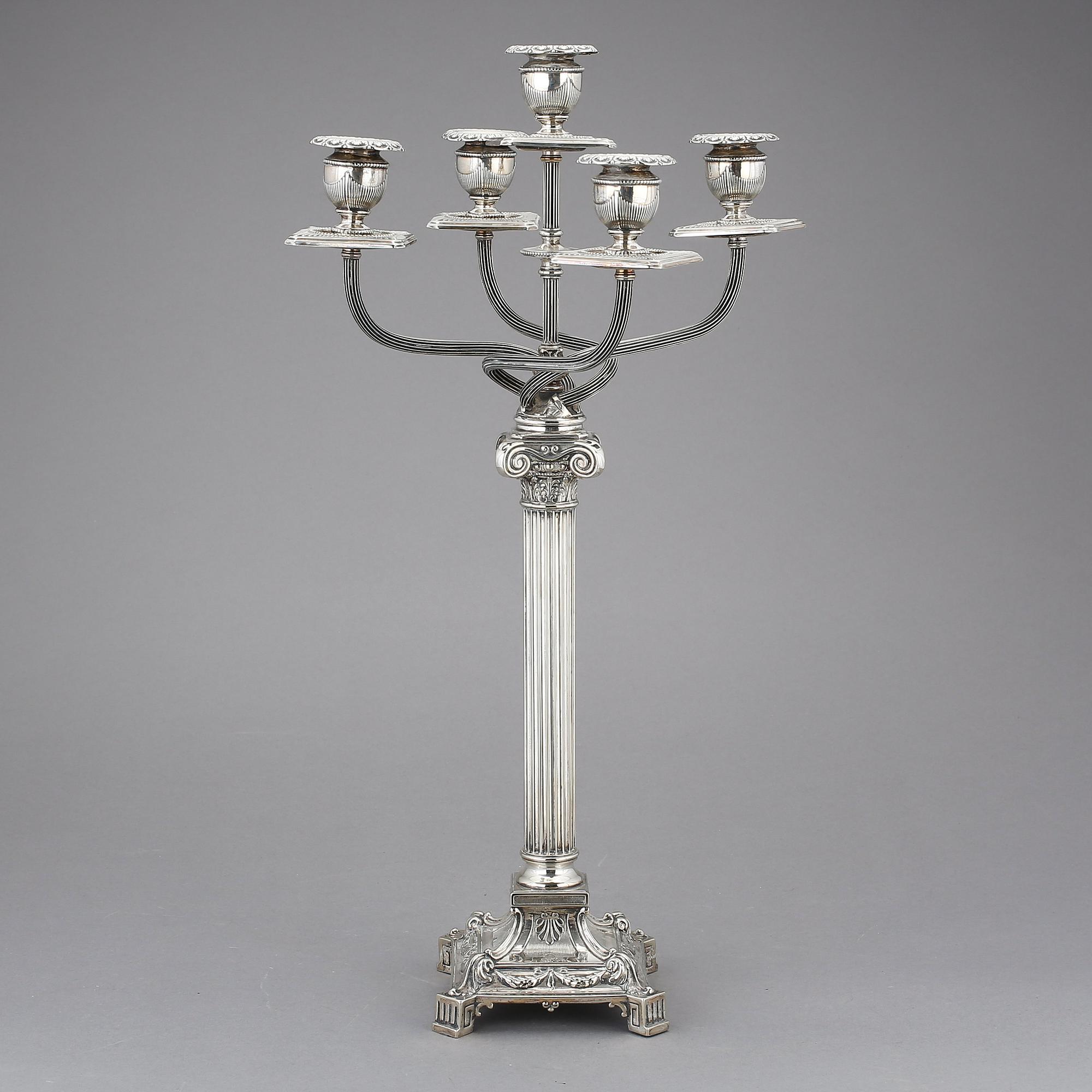 KANDELABER, nysilver, 1900-talets första hälft.