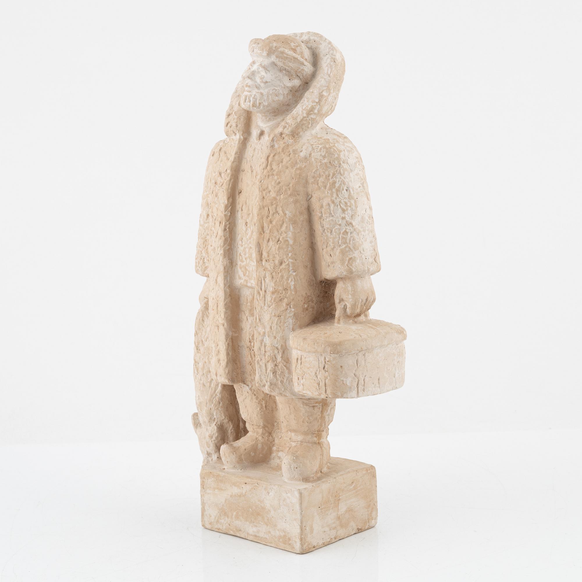 Emil Näsvall, skulptur, signerad och daterad. Bemålad gips.