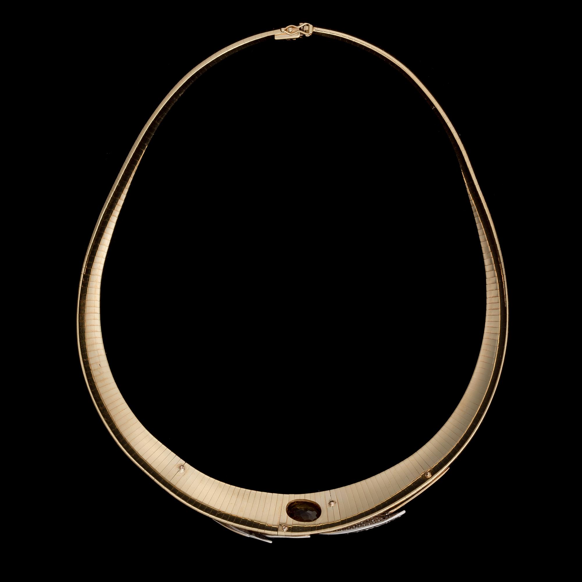 COLLIER, fasettslipad citrin, briljantslipade diamanter, 18K guld och vitguld. A. Tillander.