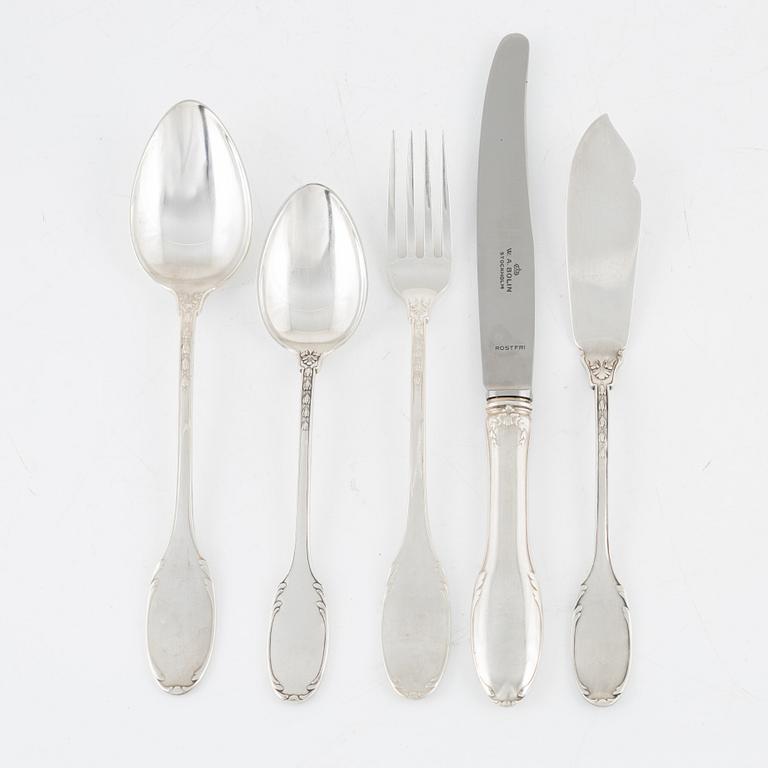 W.A. Bolin, a silver cutlery set, model F, Stockholm, some 1930 (30 pieces).