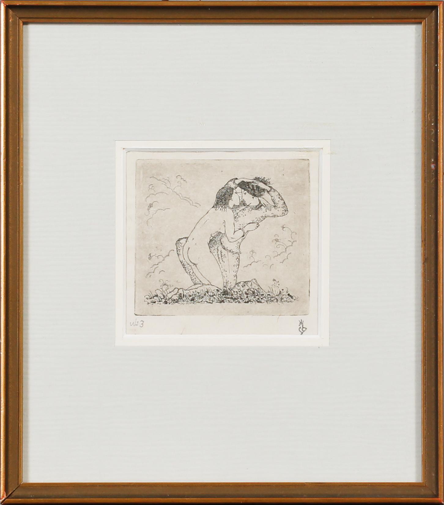 GERHARD HENNING, 8 st, etsningar, teckning samt mezzotint.
