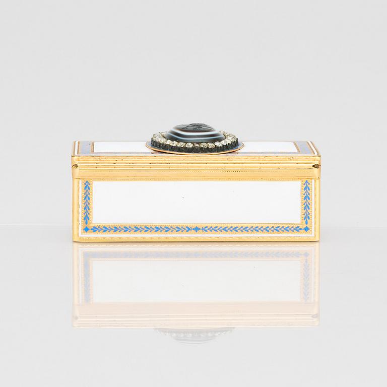 A jewelled gold and enamel box, Otto Keibel, St Petersburg 1799, Empire.