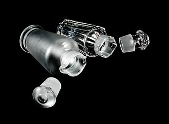 COCKTAILSHAKERS, 2 st, glas, Elis Bergh och Vicke Lindstrand, Orrefors, 1900-talets första hälft/mitt.