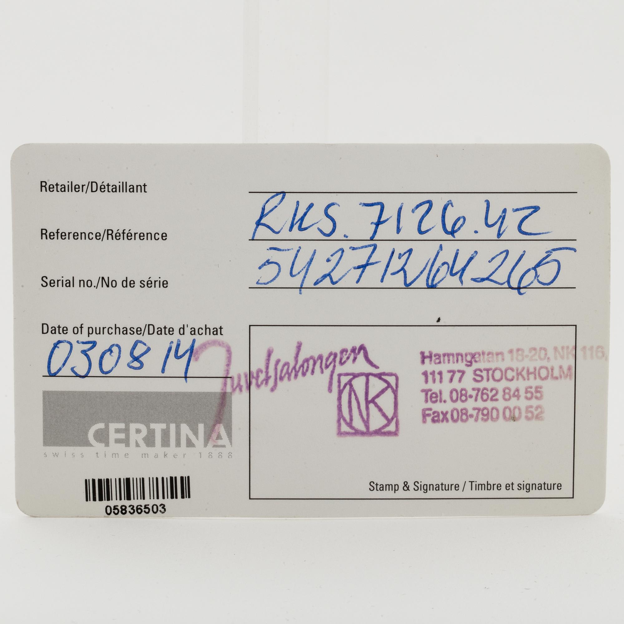 CERTINA, DS 40, wristwatch, chronograph, 38 mm.