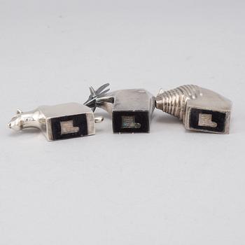 Gunnar Cyrén, figuriner, 3 st, silverpläterad zink, Dansk Designs, Japan.