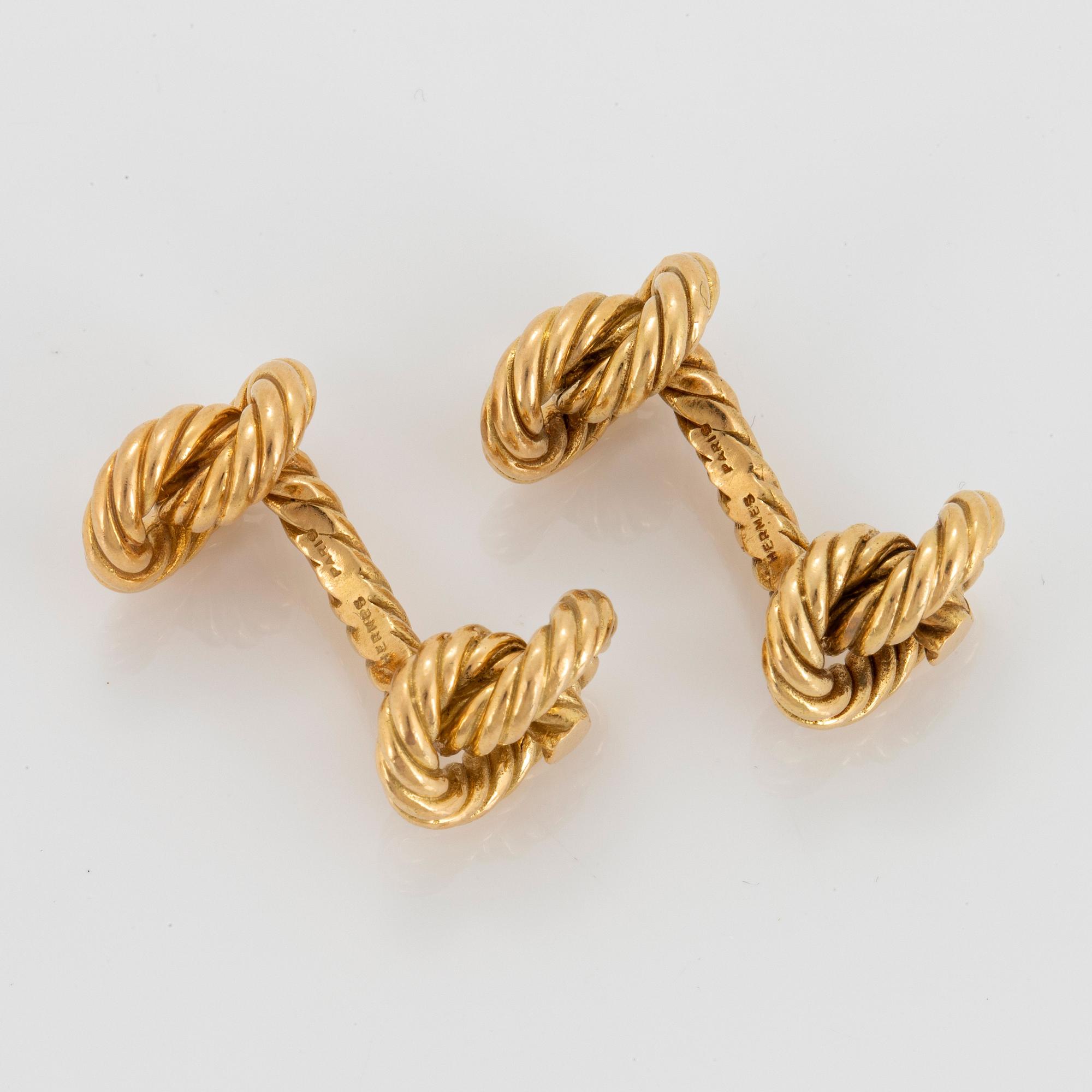 A pair of 18K gold cufflinks Hermès design Georges L'Enfant.