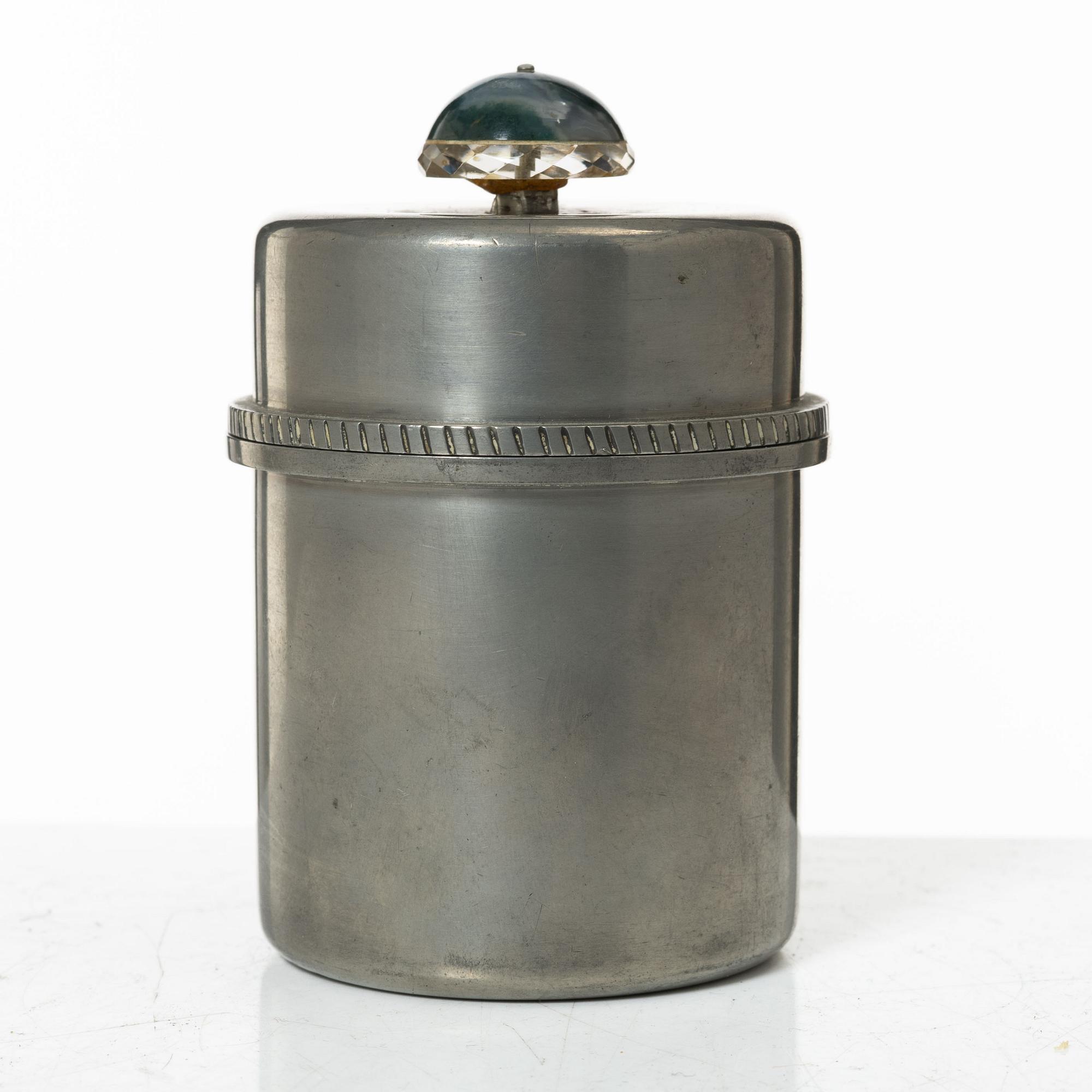 Firma Svenskt Tenn, probably Estrid Ericson & Nils Fougstedt, a pewter lidded jar, Stockholm, 1954.