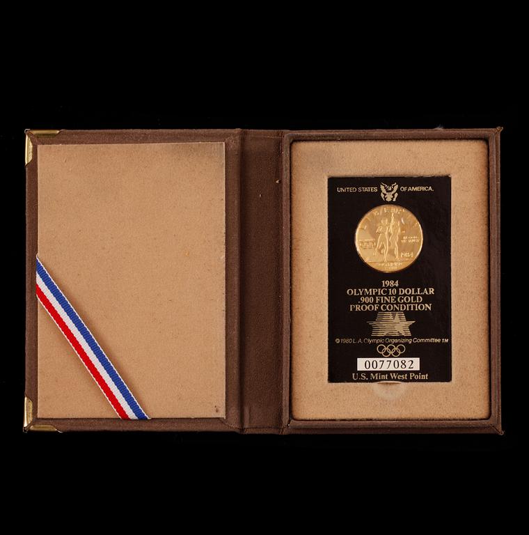 GULDMYNT, 10 dollar, US Olympics 1984.