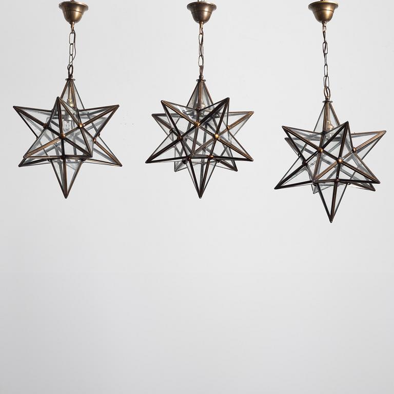 Three pendant lamps, 20th century.