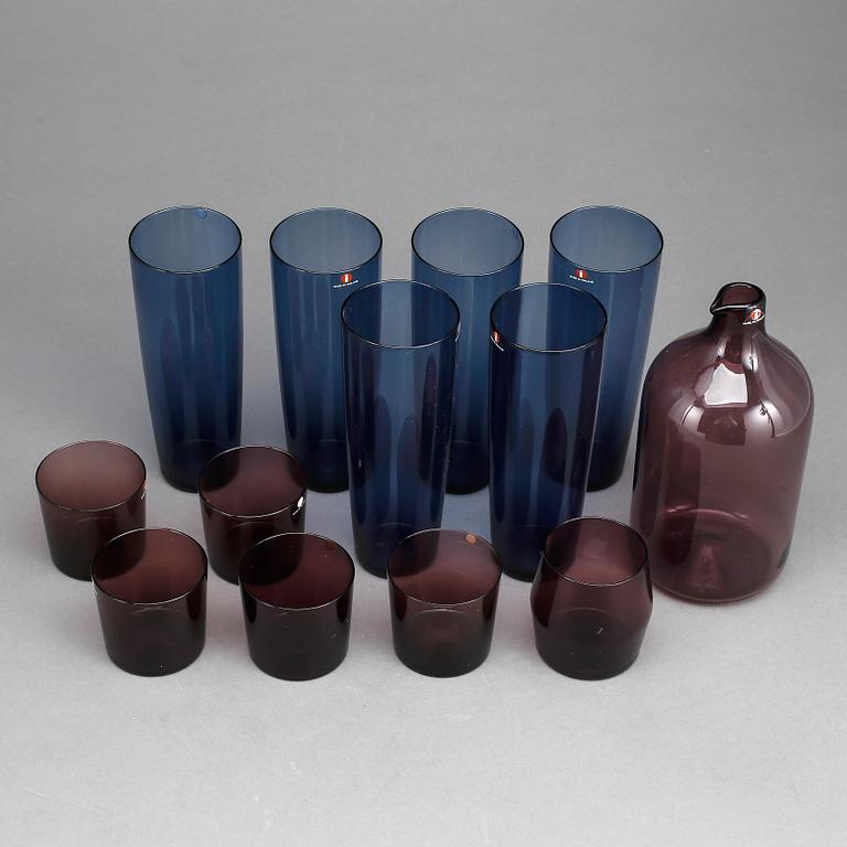 GLASSERVISDELAR, 13 st, Timo Sarpaneva och Tapio Wirkkala, Iittala, 1900-talets andra hälft.