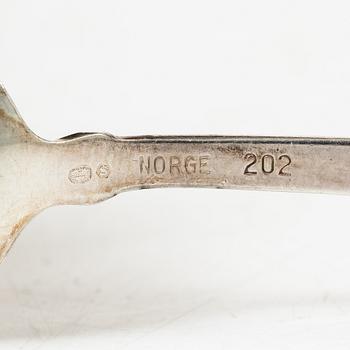 Eleven silver coffee spoons and twelve silver cake forks, model 'Lillemor', Norway, 20th century.