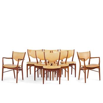 349. Finn Juhl, a set of six chairs and a pair of armchairs, model "Bo-63" and "Bo-72", Bovirke, Denmark, 1940s-50s.