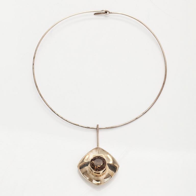 Bracelet and necklace, faceted smoky quartz, silver, Alton, Sweden 1966.