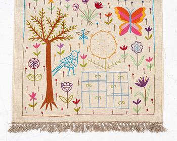 A hand-embroidered Kelim runner, c. 292 x 85 cm.