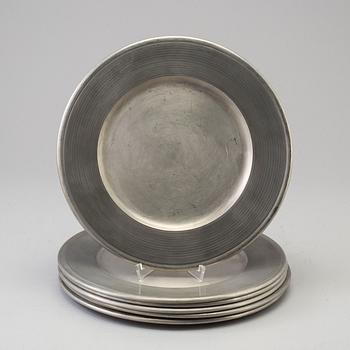 Seven pewter plates from Havstad, Norway, 1960's.