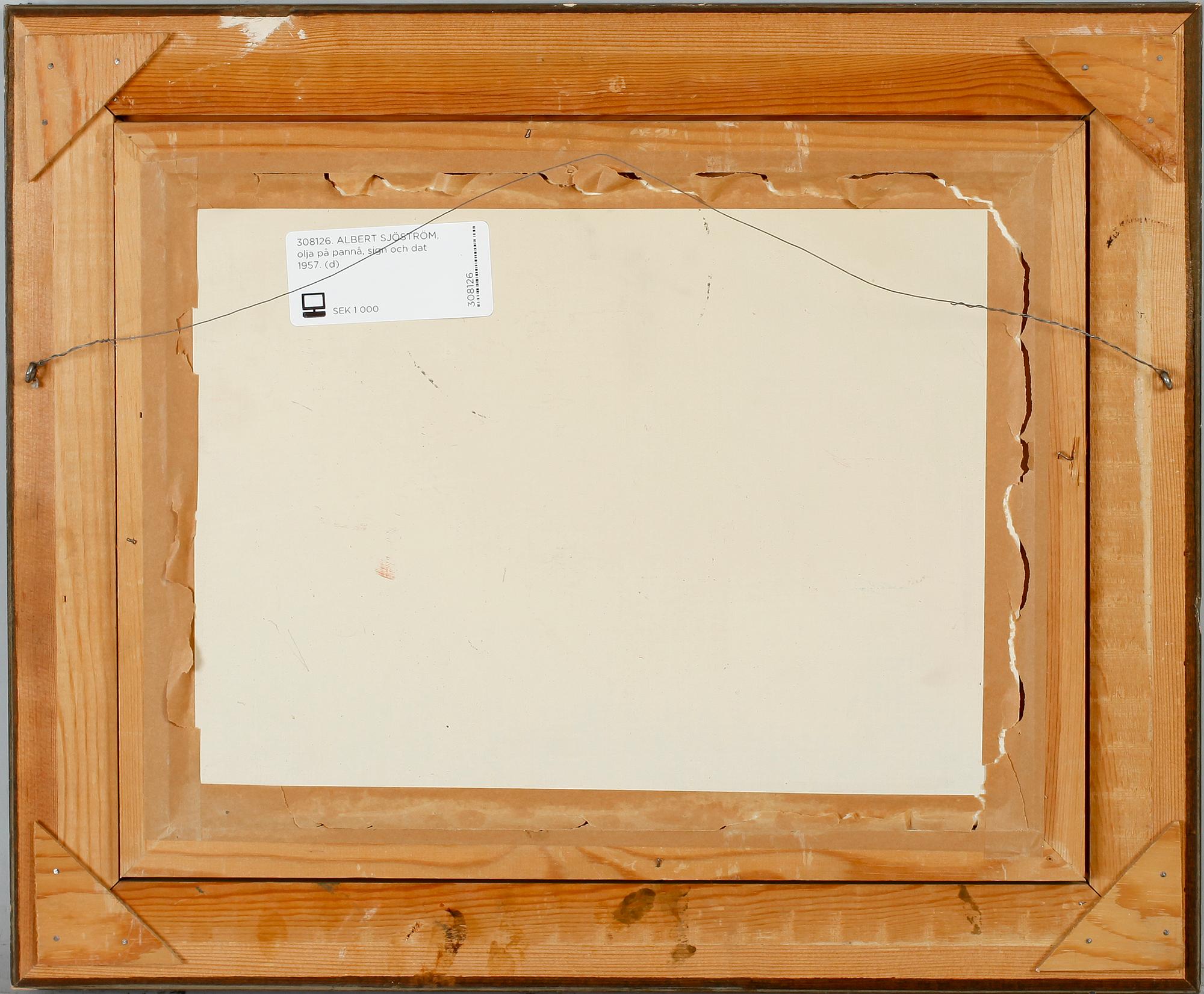 ALBERT SJÖSTRÖM, olja på pannå, sign och dat 1957.