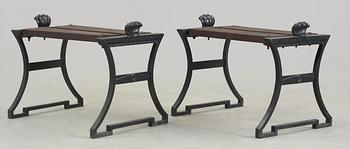 398. A pair of Åke Bensow cast iron tabourets, Näfveqvarn.