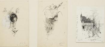 Carl Larsson, 6 drawings, signed C.L, Indian ink and hightening white mounted on cardboard.