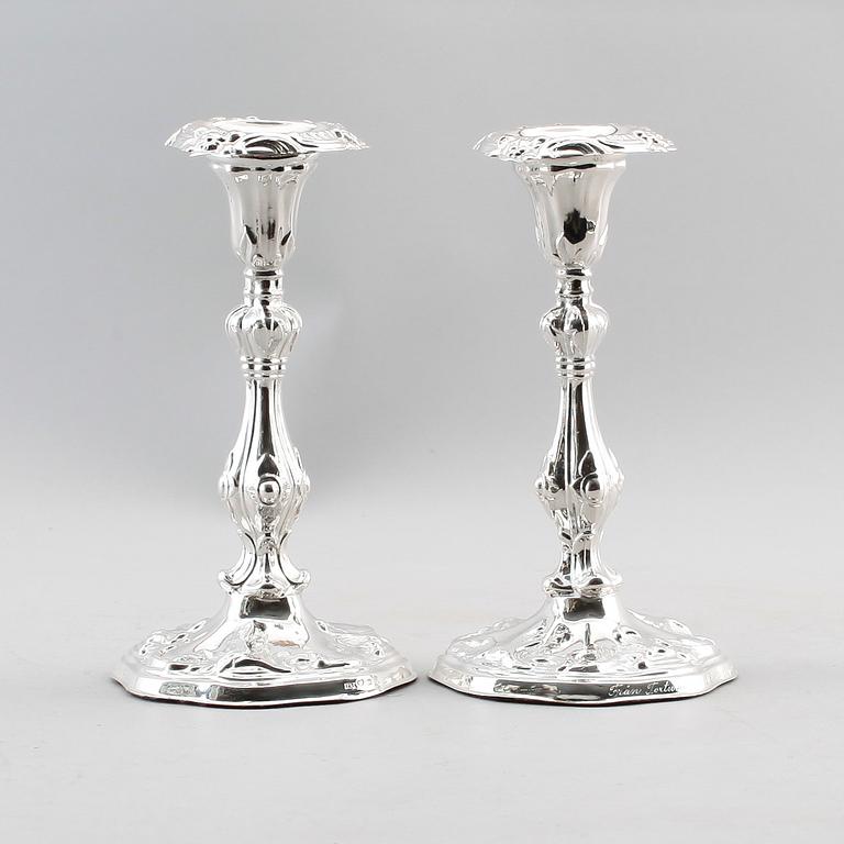 LJUSSTAKAR, 1 par, silver, Gävle 1885.