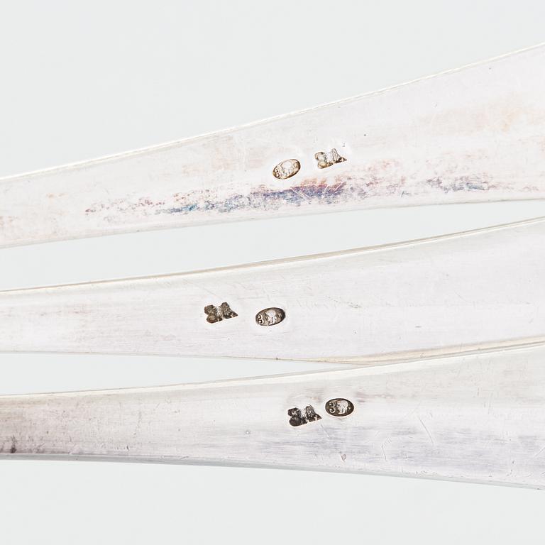 Bestickuppsättning för 12, totalt 108 delar, silver, Warszawa, Polen 1931-1963.