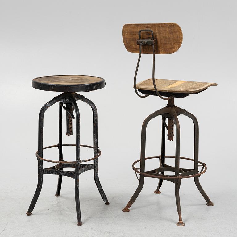 Stool and chair, first half of the 20th Century.