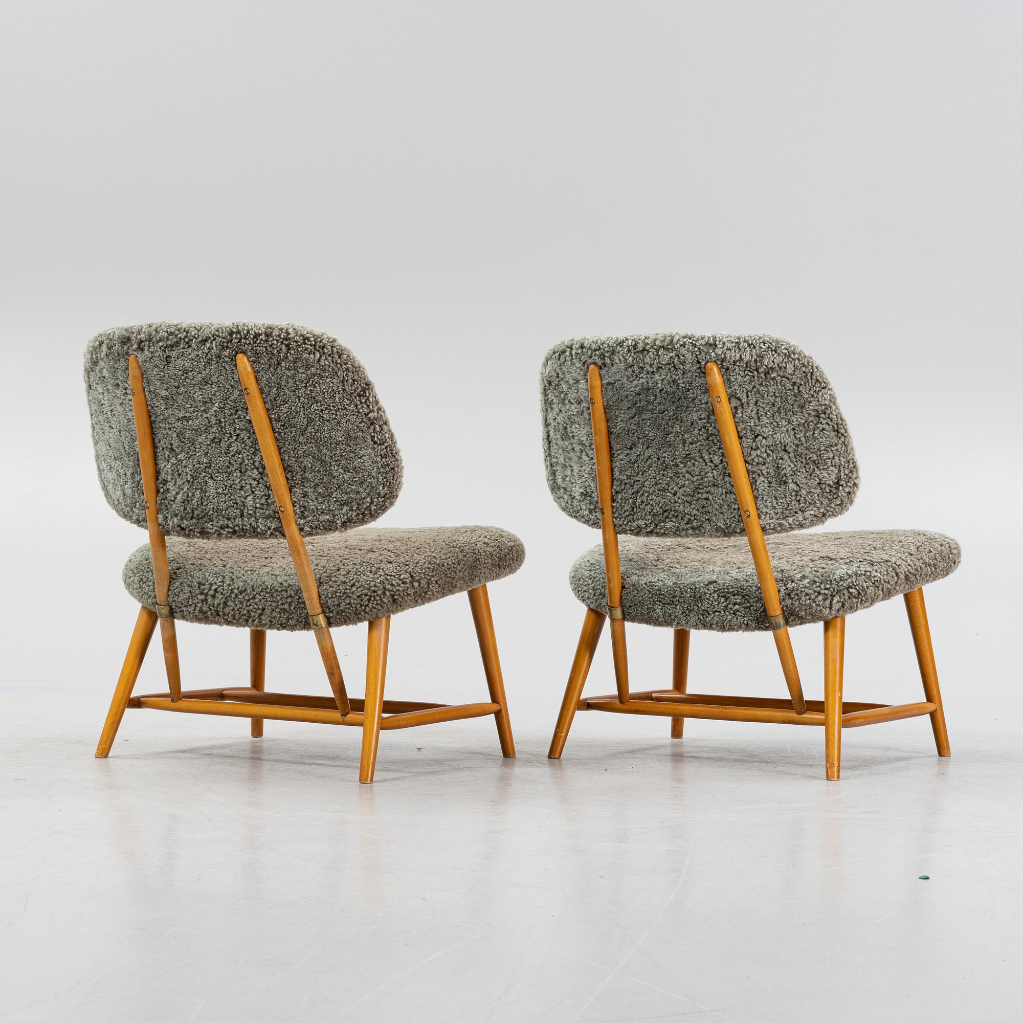 Alf Svensson, a pair of 'TeVe' easy chairs, Bra Bohag, Studio Ljungs Industrier, 1950's.