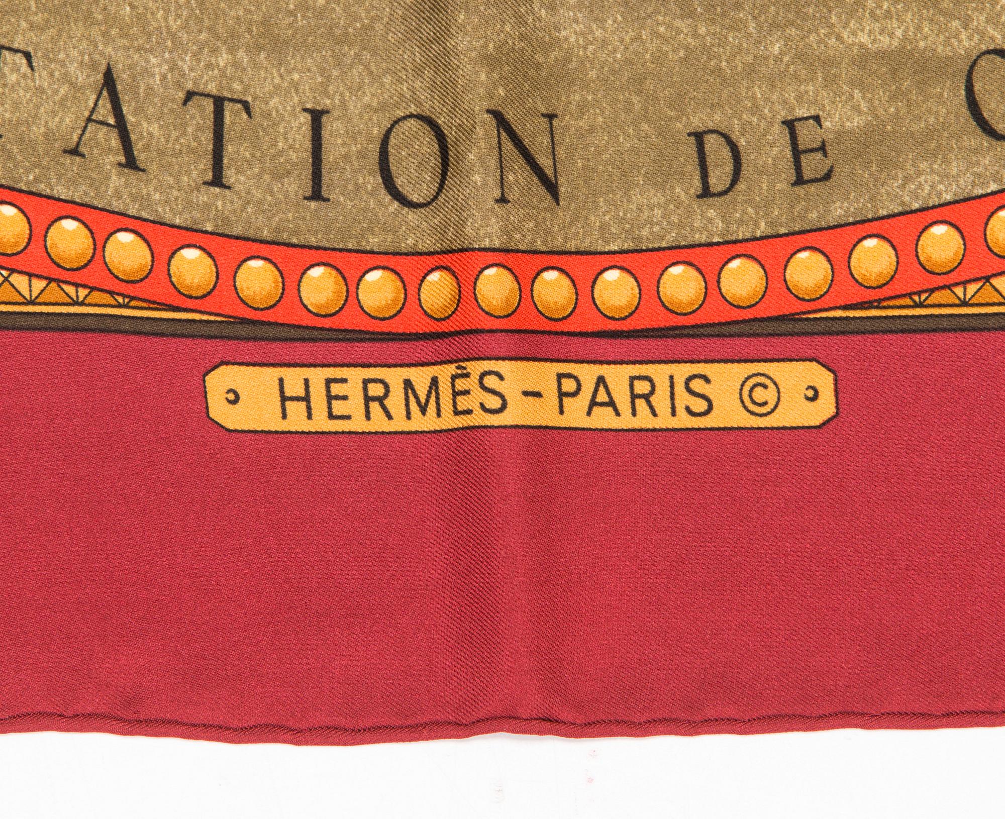 Hermès, a 'Presentation des Chevaux' silk scarf.
