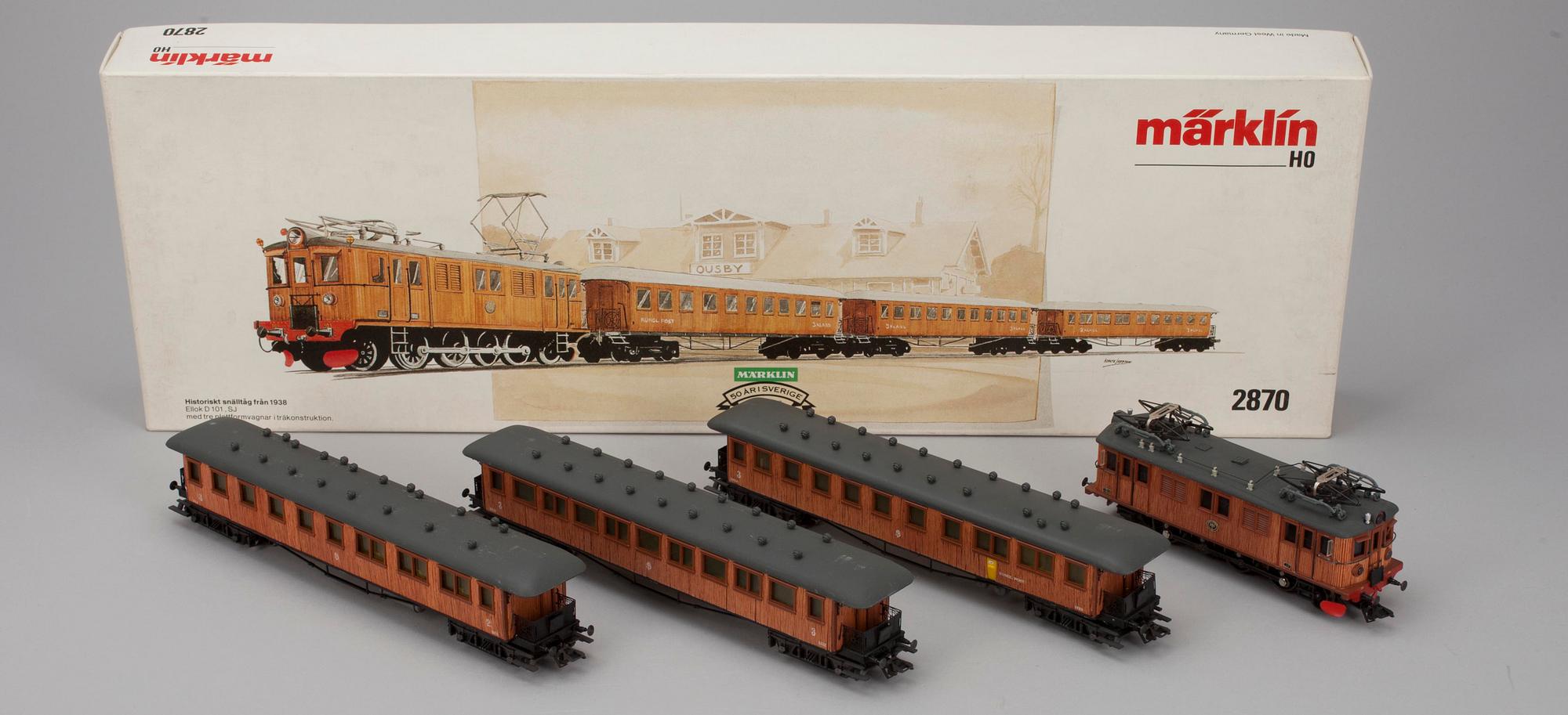 LOK samt VAGNAR 3 st, Märklin HO 2870.