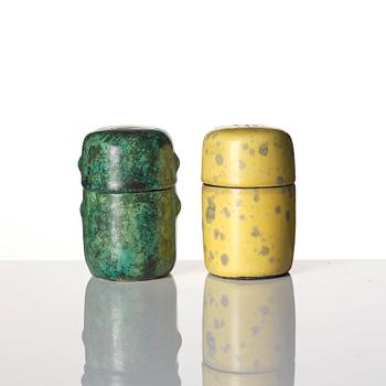 Hans Hedberg, a set of two faience lidded jars and a vase, Biot, France.