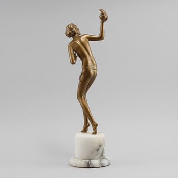 FIGURIN, guldpatinerad metall, art deco, 1920-30-tal.