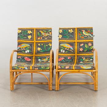 A PAIR OF EASY CHAIRS MID 20TH CENTURY.