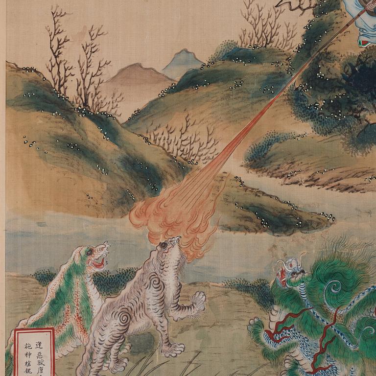 Rullmålning, okänd konstnär, akvarell och tusch på papper, Qing dynasty, 19th Century.