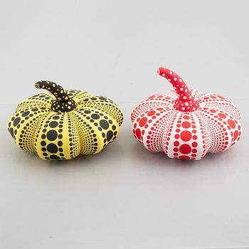 Yayoi Kusama, after. Two objects/multiples. "Yayoi Kusama Soft Sculpture PUMPKIN (small)".