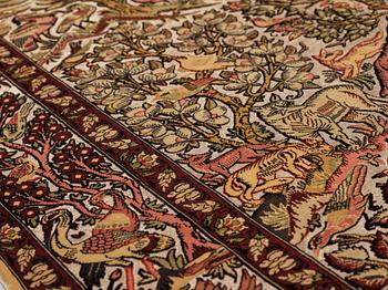 Matta, Old, silk Hereke, Souf, ca 132 x 109 cm.